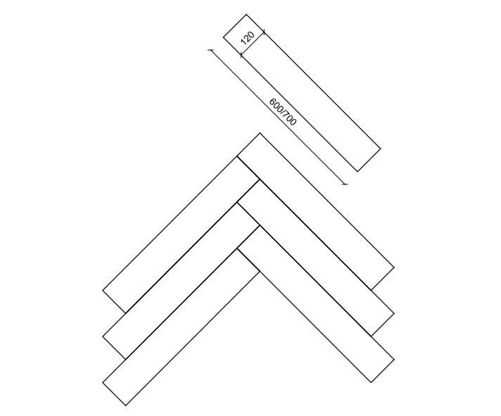 Dimensions HERRINGBONE 120° THERMOTREATED OAK