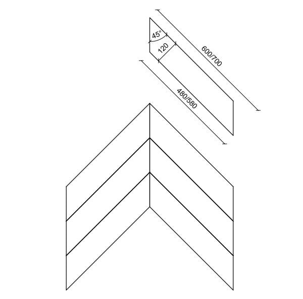 Dimensions HUNGARIAN HERRINGBONE 45°