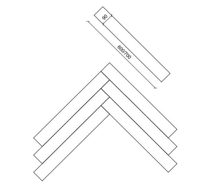 Dimensions ITALIAN HERRINGBONE 90° EUROPEAN WALNUT