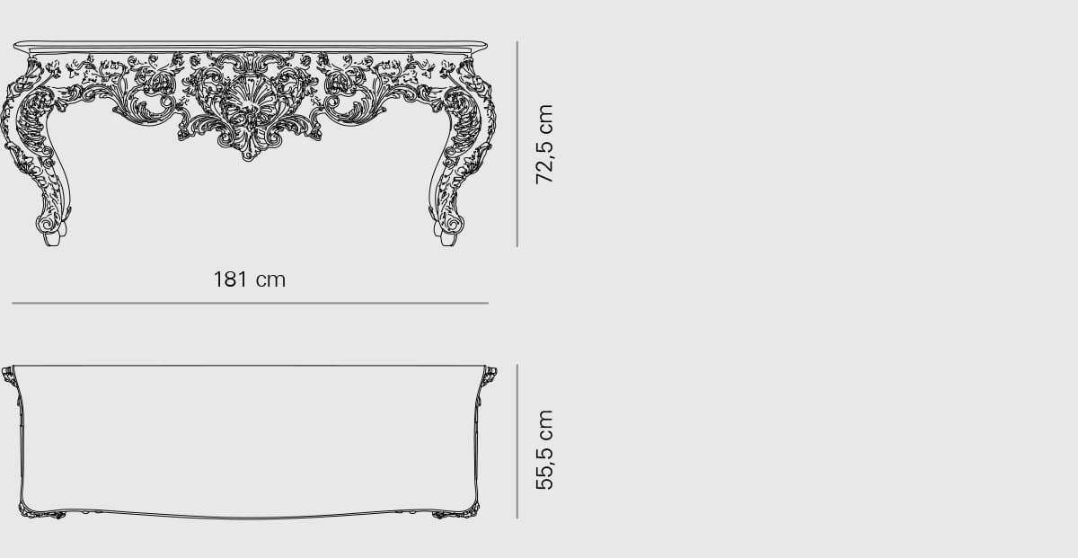 New Antiques Table 180 Black Size