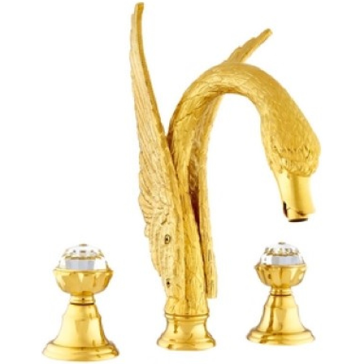 Bronces Mestre / Washbasin fittings / Swan three holes basin set with Swarovski crystal Swan series 039251.A00.00
