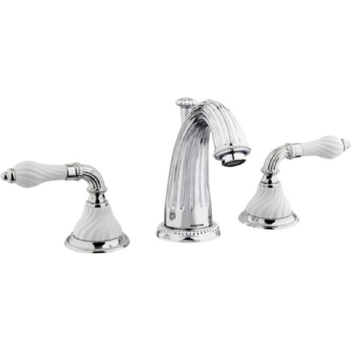 Bronces Mestre / Washbasin fittings / Artica three holes basin set with porcelain twisted 233501.SL00.50