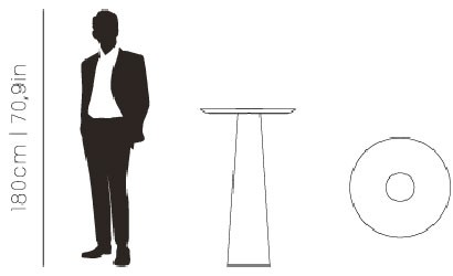 Dimensions Bertoia bar table