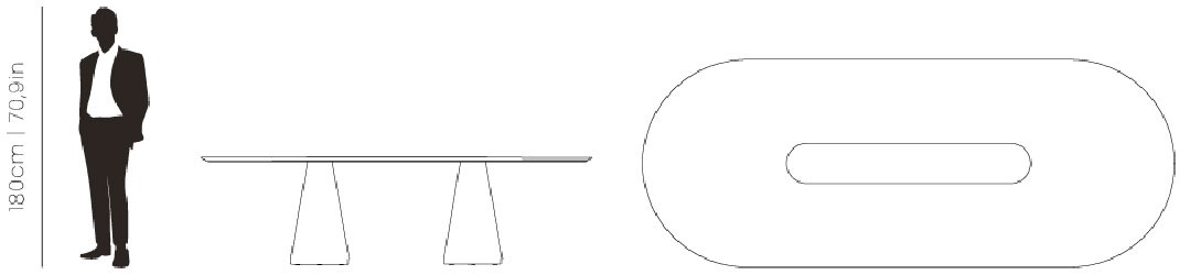 Dimensions Bertoia Oval dining table