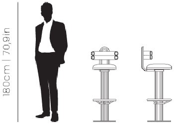 Dimensions Kelly Demilune bar chair