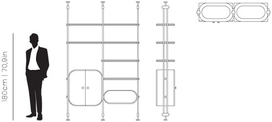 Dimensions Minelli bookcase