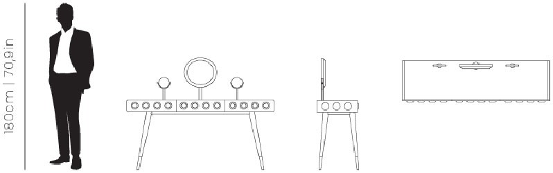 Dimensions Monocles dressing table