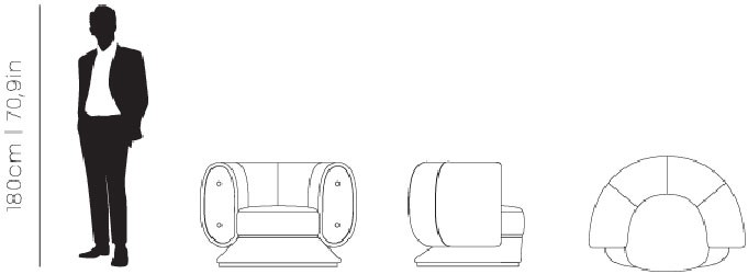 Dimensions Pierre single sofa