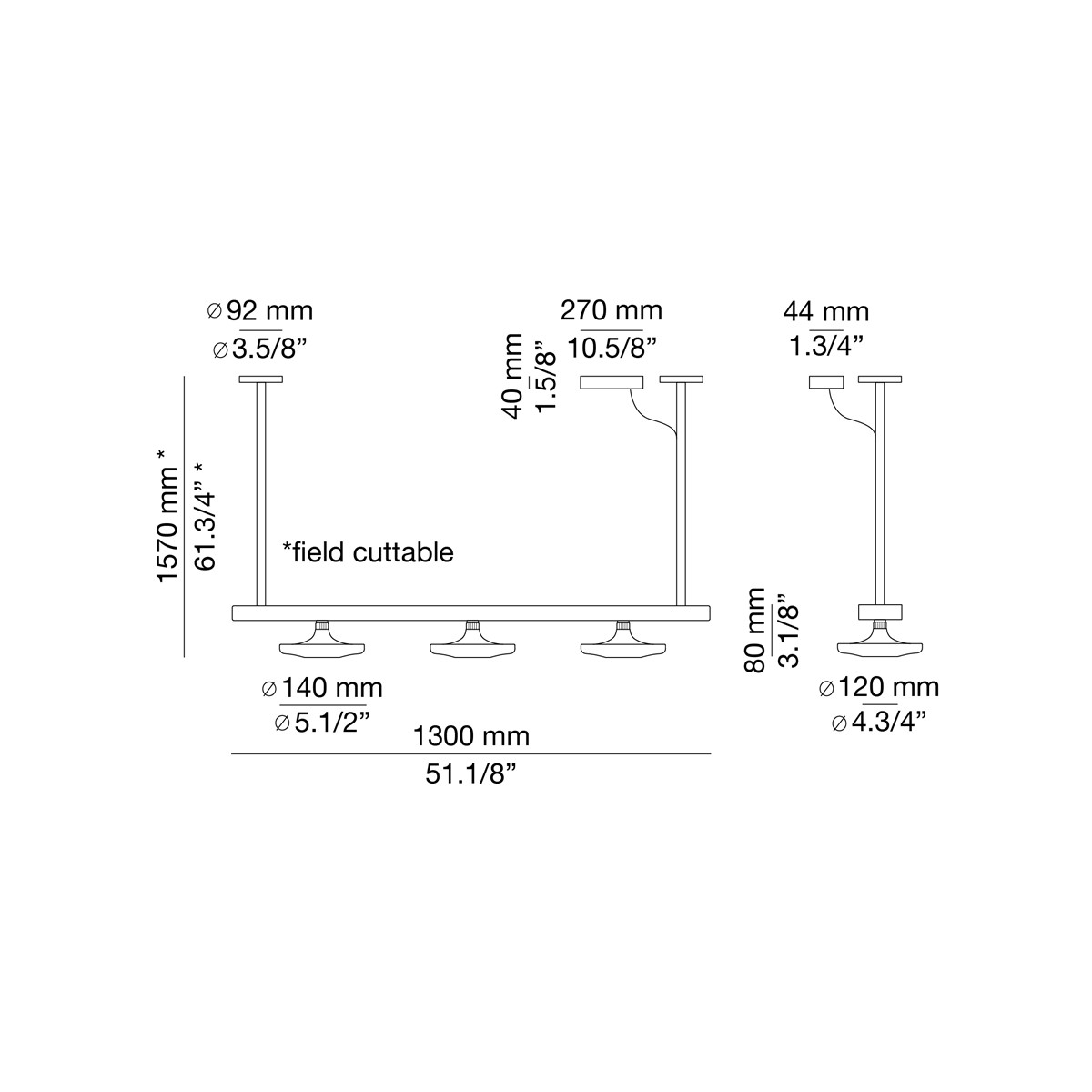 Technical Suspension lamp Button T-3305 / T-3306 / T-3307