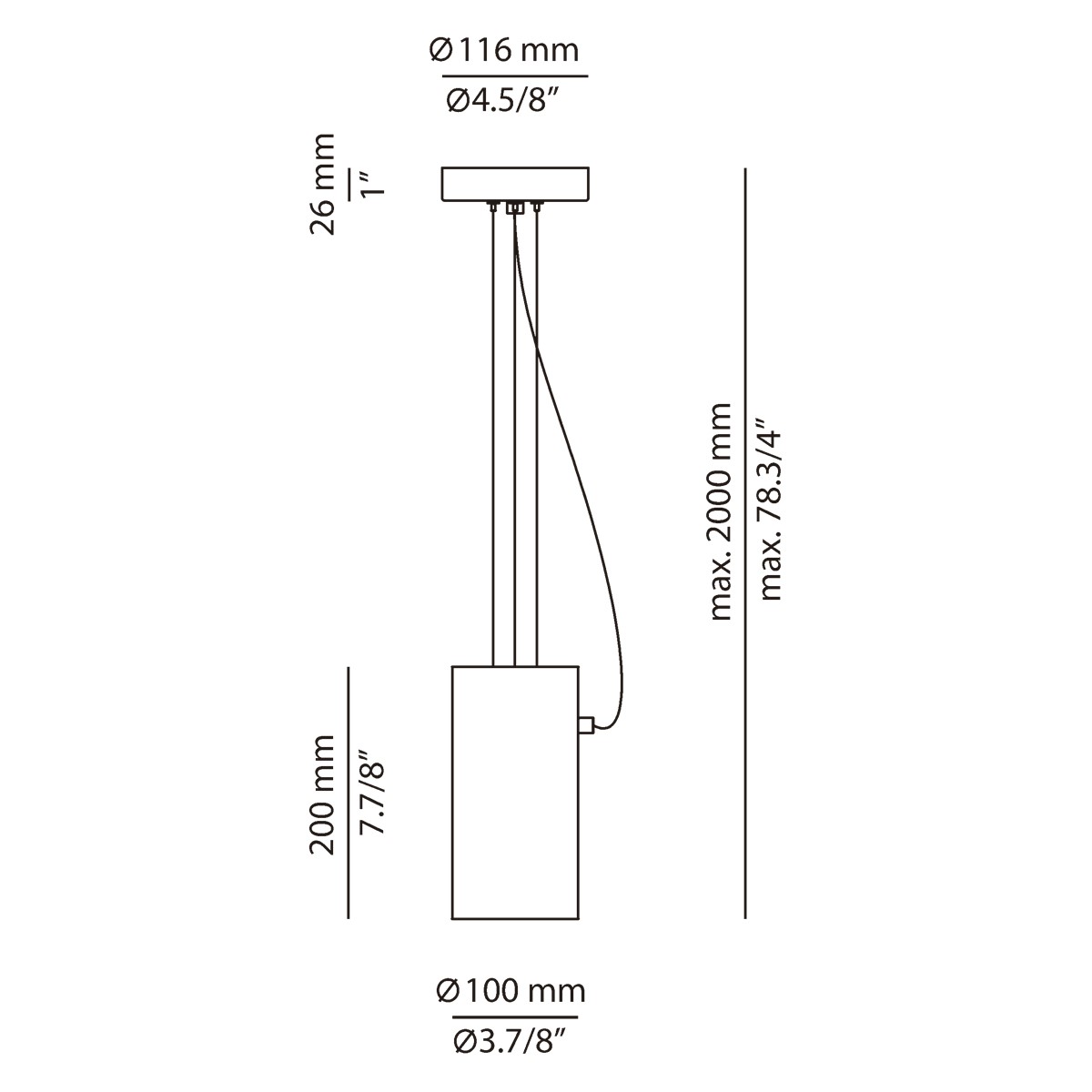 Technical Suspension lamp Cyls T-3905
