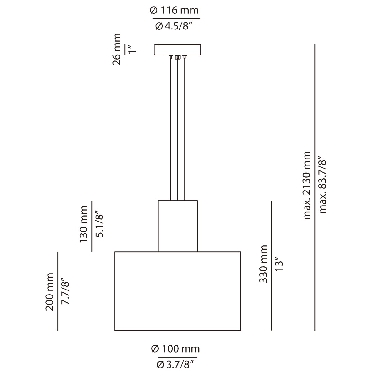 Technical Suspension lamp Cyls T-3905P