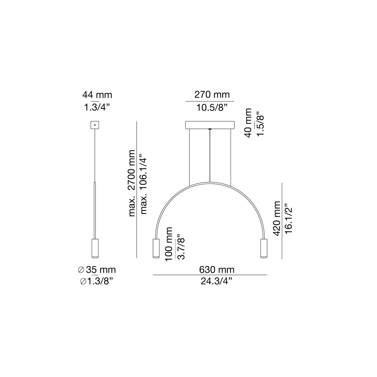 Technical Suspension lamp Volta T-3535 / T-3536