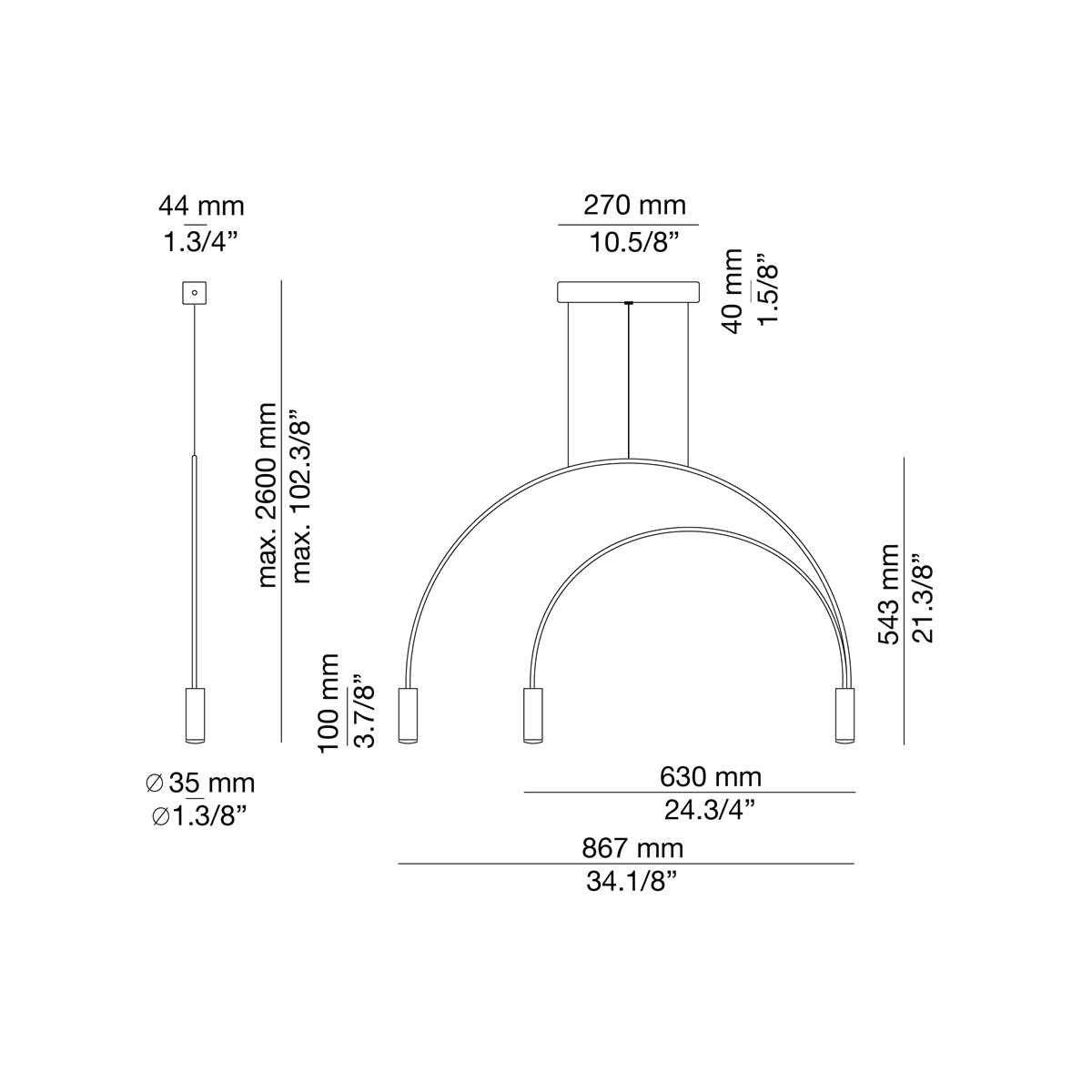 Technical Suspension lamp Volta T-3535 / T-3536