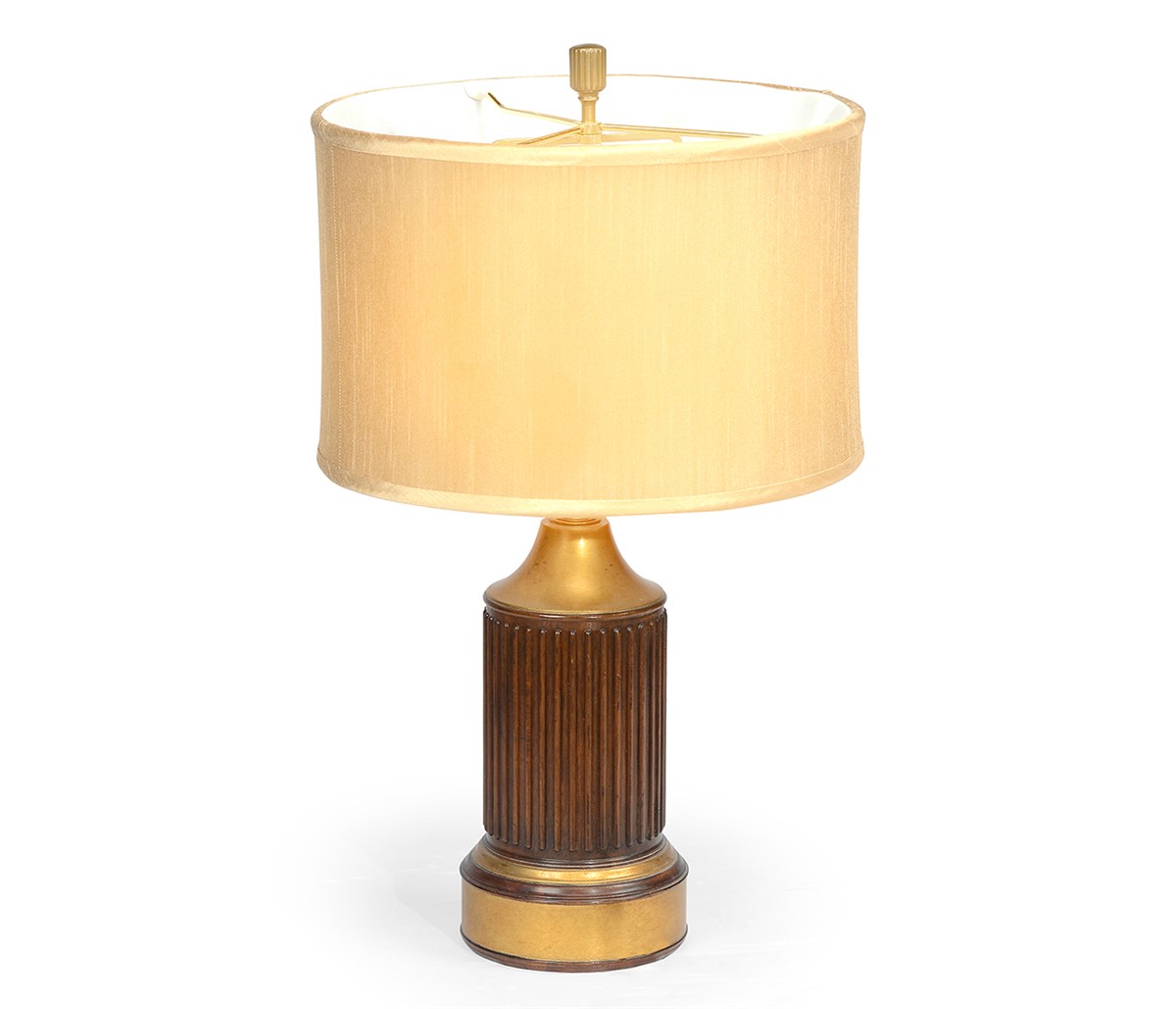 Round fluted mahogany table lamp