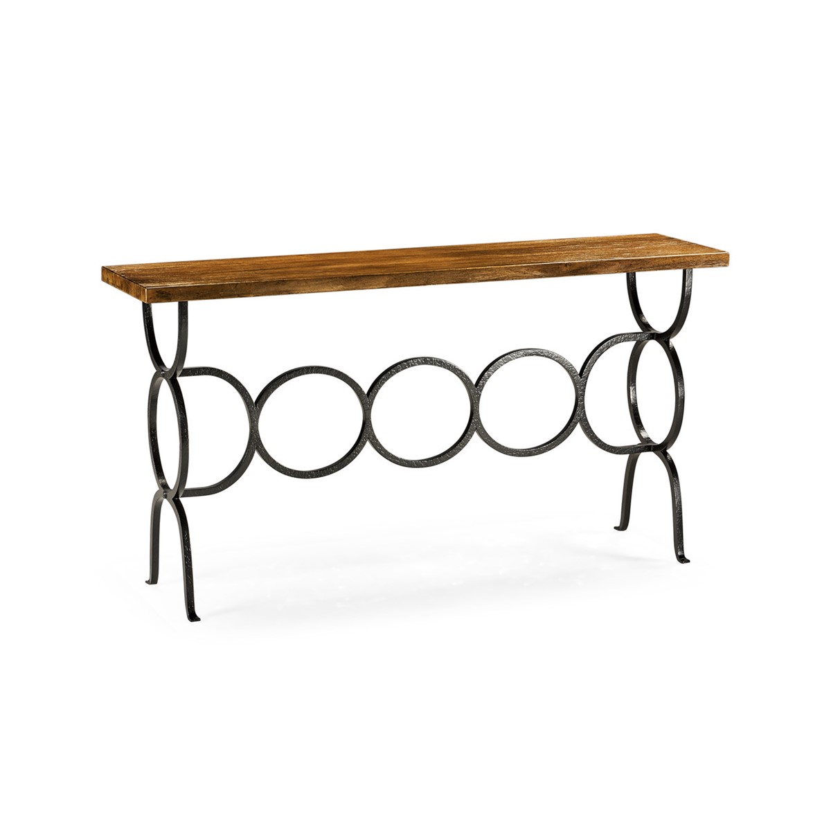 Casual Accents Country Walnut Iron Base Console Table