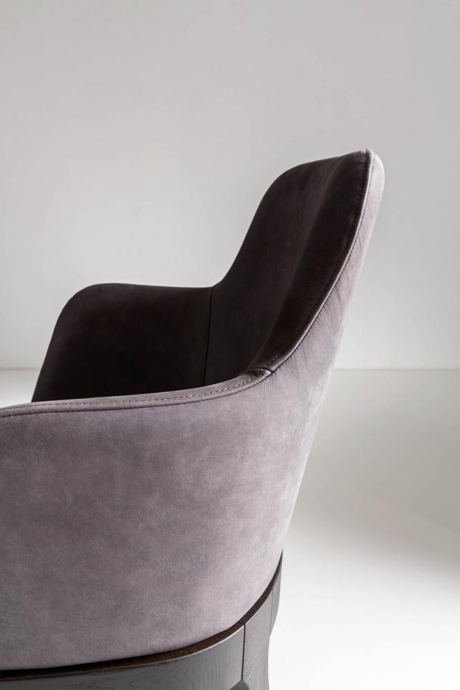 Minimalist design chair - LV 101 - LAURAMERONI - fabric / velvet / leather
