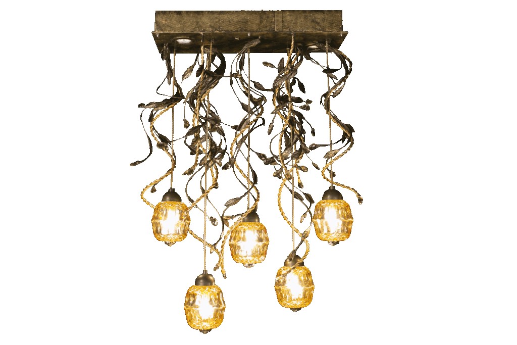 Mechini / Chandeliers / Clear Bohemian Crystal and Lamp Shades L-Braid-R/5+2