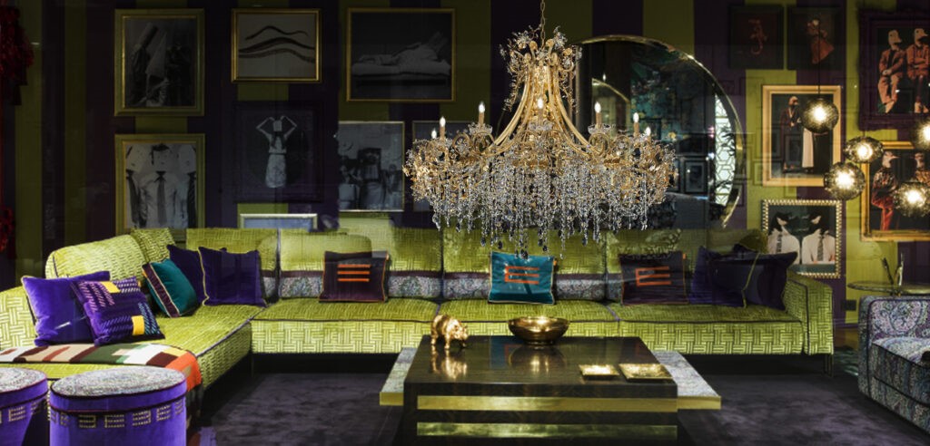 Mechini / Ceiling Lights / Clear and Coloured Bohemian Crystal L800/15