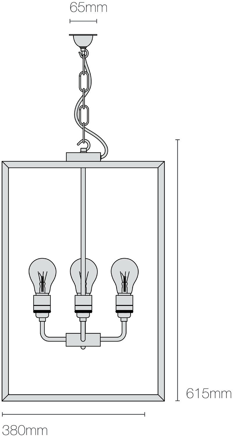 Dimensions Extra Large Square Pendant, Closed Top