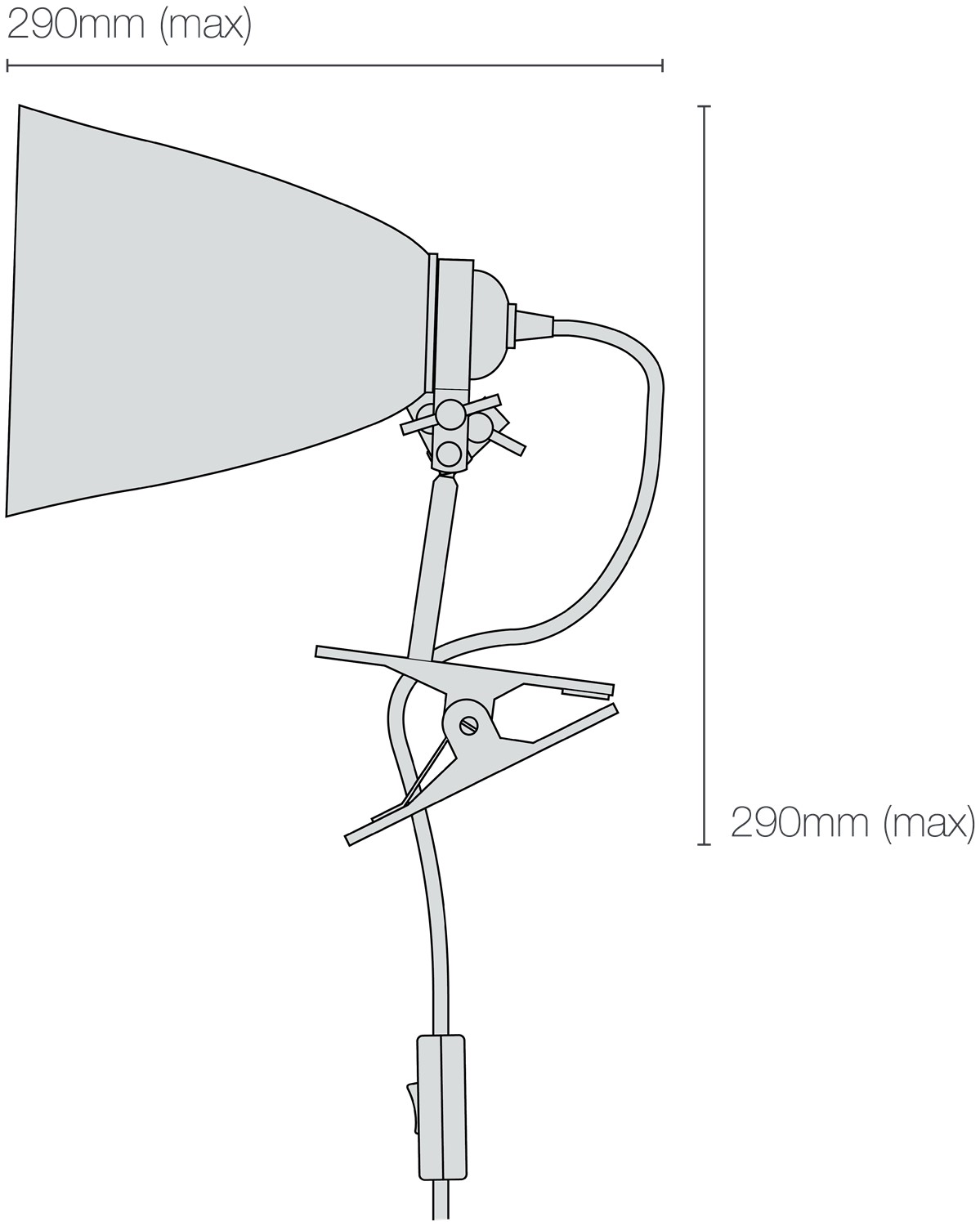 Dimensions Hector Medium Dome Clip Light