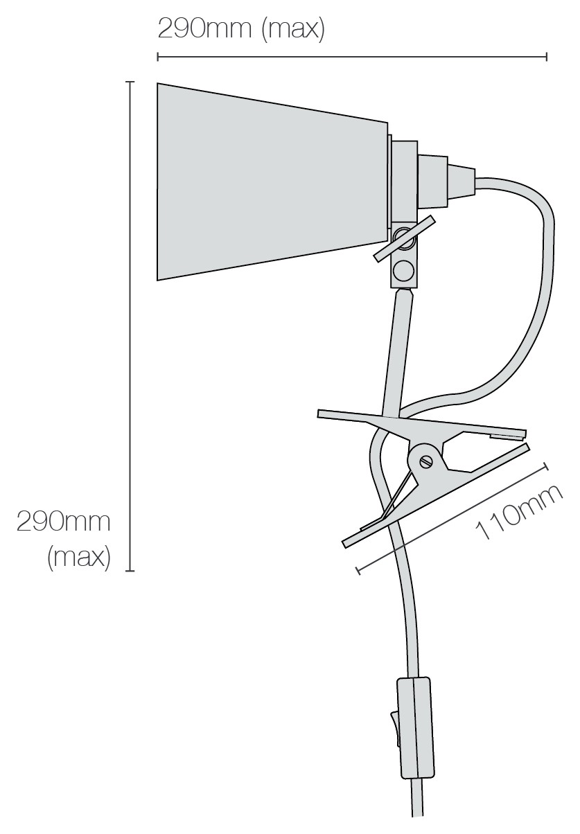 Dimensions Hector Pleat Medium Clip Light