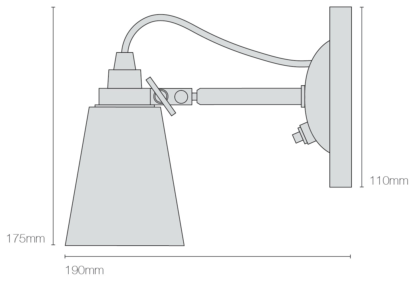 Dimensions Hector Pleat Small Switched Wall Light