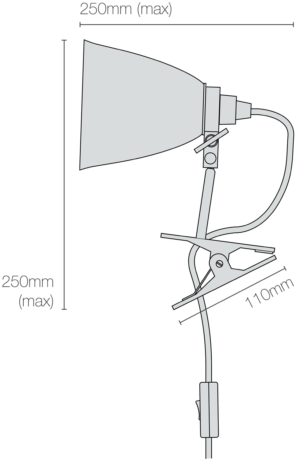 Dimensions Hector Small Dome Clip Light