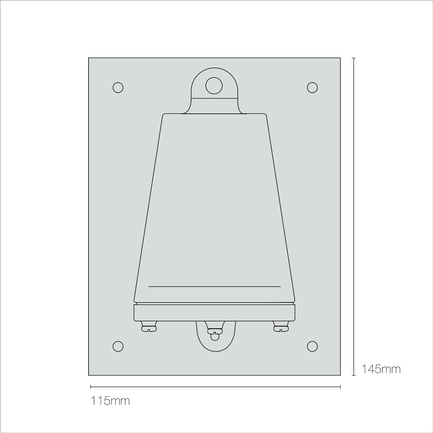 Dimensions Mast Light with Back Box, Mains LED