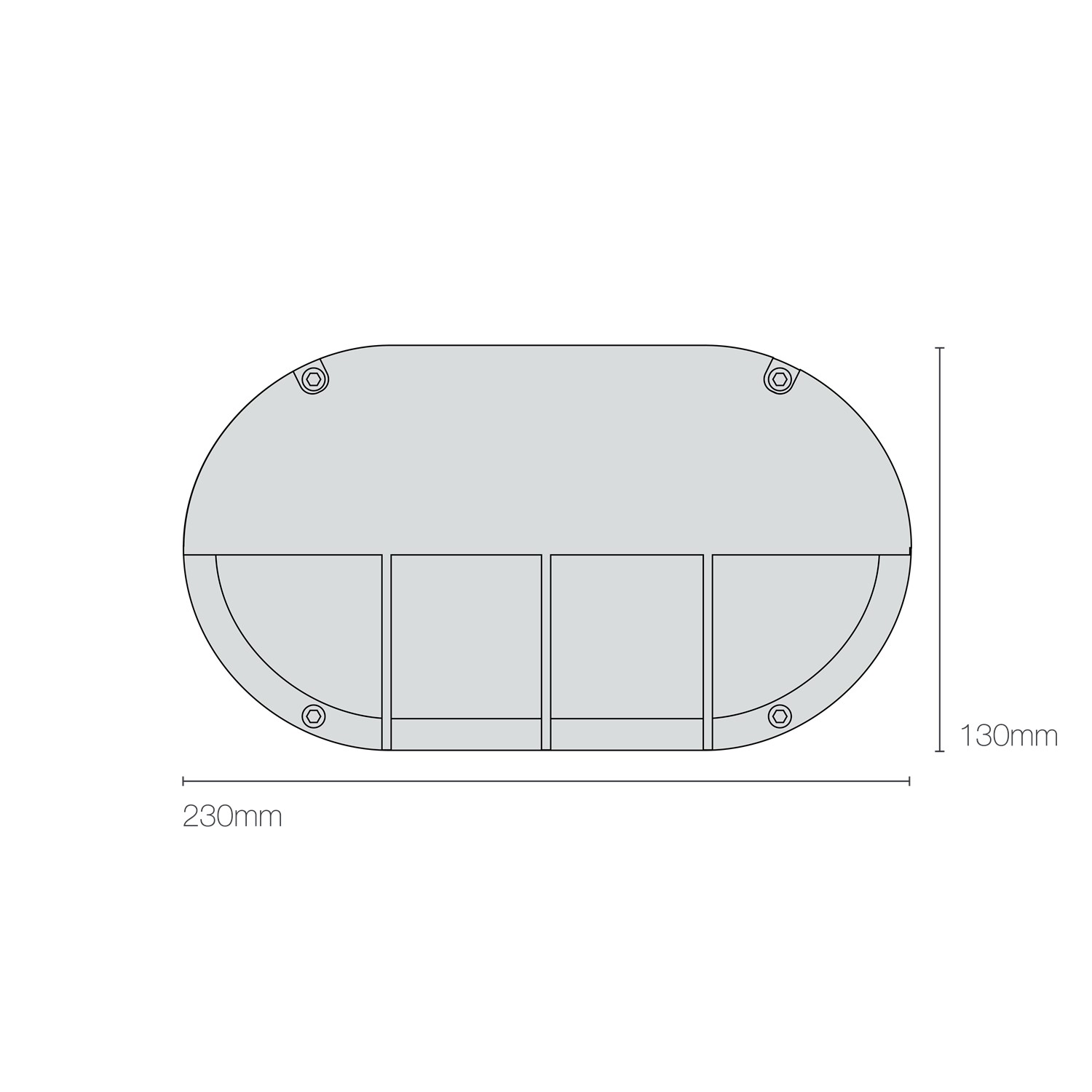 Dimensions Oval Aluminium Bulkhead 8125
