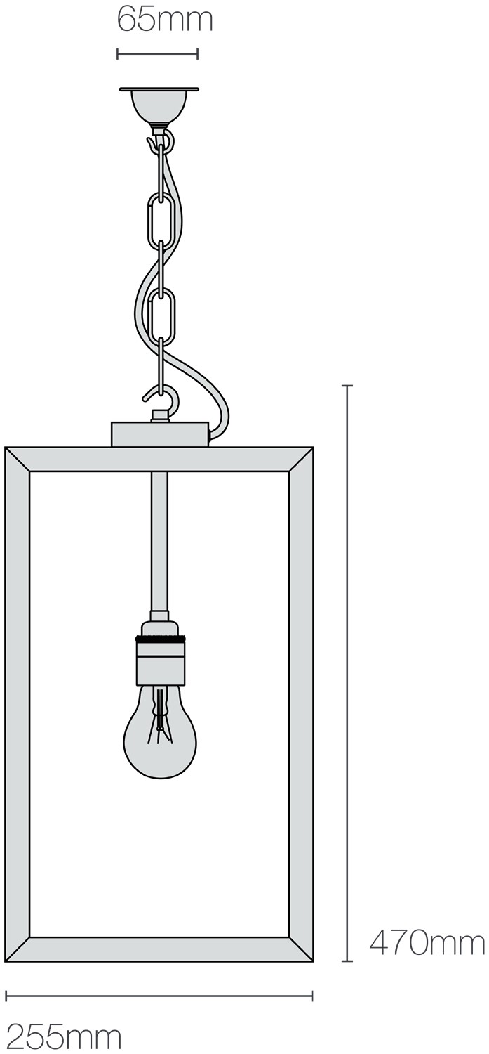 Dimensions Square Pendant, Closed Top