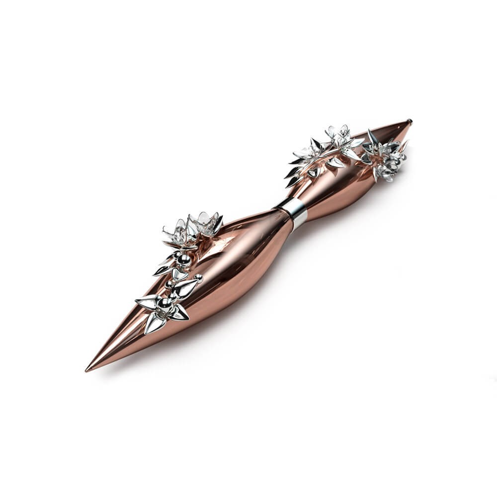 Rose with silver and crystal flowers