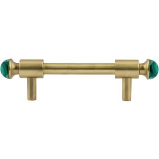 Bronces Mestre / Furniture Handles / Treasure Precious with malachite stone 96mm between centers 0T5000.ML96.30