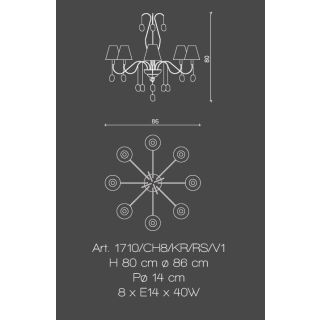 Il Paralume Marina / Chandelier / 1710/CH8/KR/RS/V1