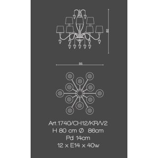 Il Paralume Marina / Chandelier 12 Lights In Brass / 1740/CH12/KR/V2