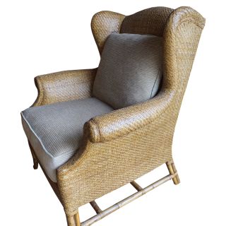 Baker Furniture Rattan Wingback Chair 'Milling Road'