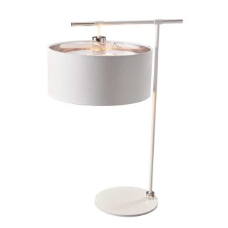 Elstead Lighting / Table Lamps / Balance 1 Light Table Lamp - White / Polished Nickel with White Shade