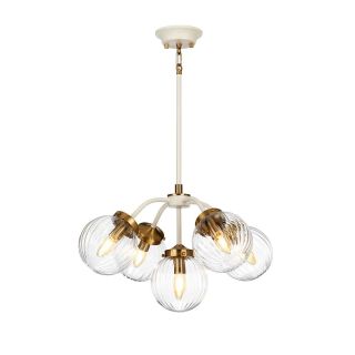 Elstead Lighting / Pendant Lights / Cosmos 5 Cream Painted and Aged Brass