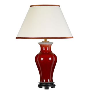 Elstead Lighting / Table Lamps / Majin 1 Oxblood with Cream Burgundy and Gold Trim Shade