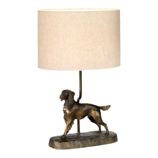 Elstead Lighting / Table Lamps / Rufus 1 Bronze Patina with Natural Shade