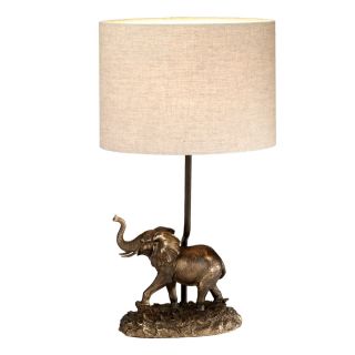 Elstead Lighting / Table Lamps / Sabi 1 Bronze Patina with Natural Shade