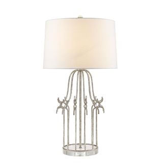 Elstead Lighting / Table Lamps / Stella 1 Distressed Silver with Cream Shade