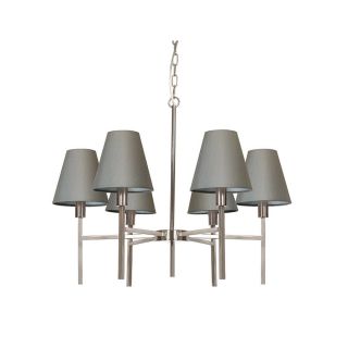 Elstead Lighting / Chandeliers / Lucerne 6 Brushed Nickel & Grey Shades