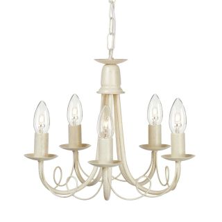 Elstead Lighting / Chandeliers / Minster 5 Ivory & Gold Patina