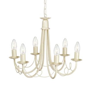 Elstead Lighting / Chandeliers / Minster 6 Ivory & Gold Patina