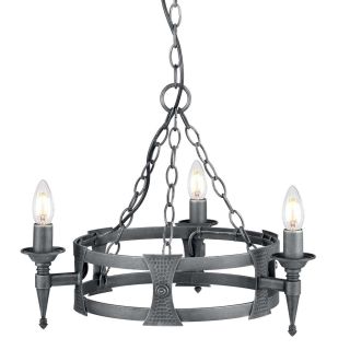 Elstead Lighting / Chandeliers / Saxon 3 Black & Silver Patina