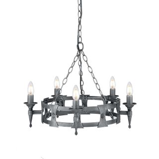 Elstead Lighting / Chandeliers / Saxon 5 Black & Silver Patina