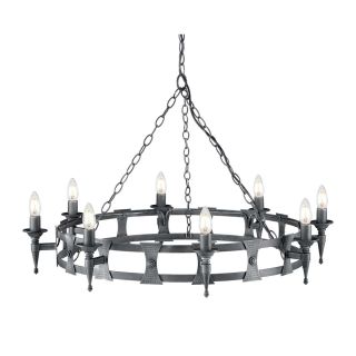 Elstead Lighting / Chandeliers / Saxon 8 Black & Silver Patina