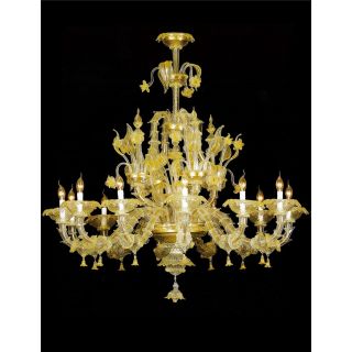 Italian Luxury Lighting / Chandeliers / Venetian Glass Gold 12-Light V7767 012