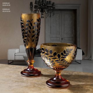 Italian Luxury Lighting / Vases / Amber Crystal Vase 54 cm and Bowl 43 cm 020030AB