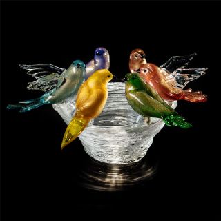 Italian Luxury Lighting / Animal Sculptures / Multicolor Aviary in Murano Glass 6014 2 COL